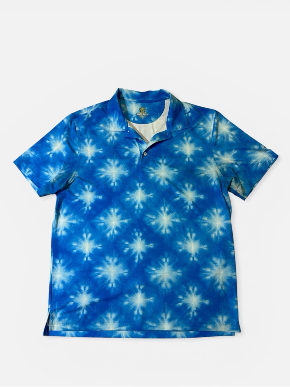 Chubbies mens M Medium blue starburst performance golf polo shirt EUC